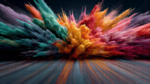 Speed and Motion Through a Colorful Powder Explosion