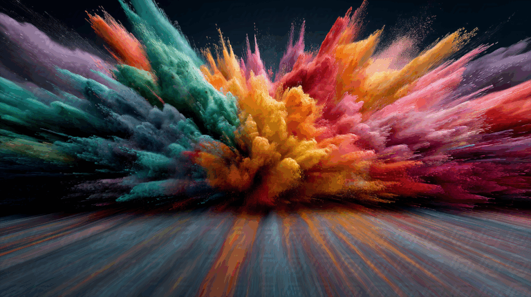 Speed and Motion Through a Colorful Powder Explosion