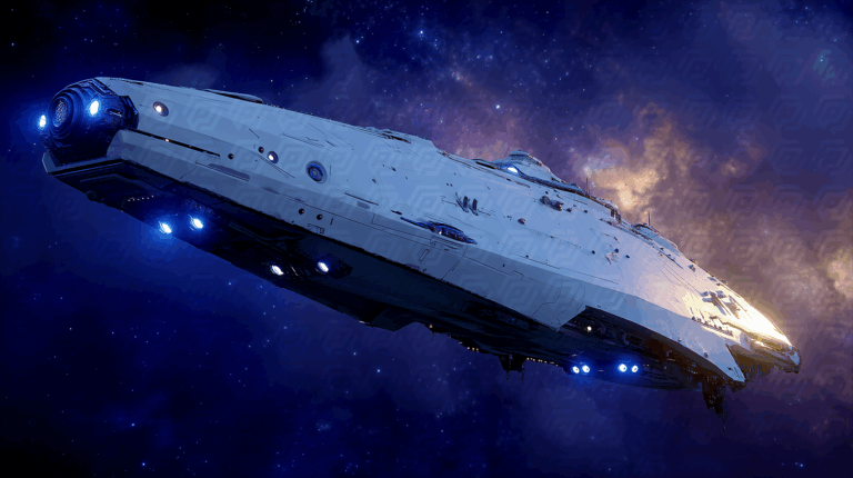 Massive Futuristic Starship in Deep Space