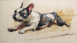 Energetic French Bulldog in Mid-Sprint Illustration