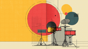 Abstract Drum Kit Illustration With Geometric Shapes Music Art