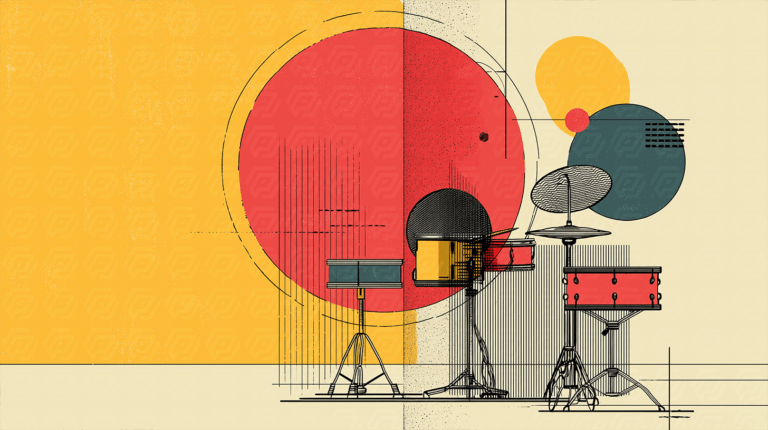 Abstract Drum Kit Illustration With Geometric Shapes Music Art