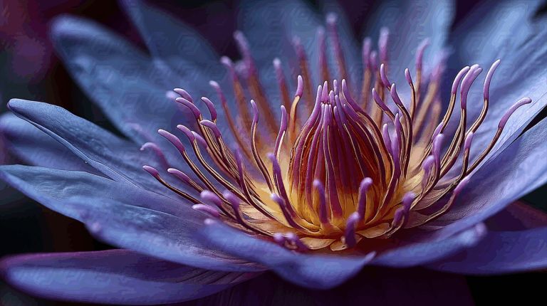 Vibrant Water Lily With Curved Petals and Glowing Center