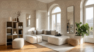 Bright Minimalist Living Room With Natural Light And Neutral Tones
