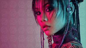 Moody Portrait of Woman with Wet Look and Braided Hair