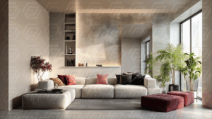 Urban Contemporary Living Room With Warm Light And Modern Texture
