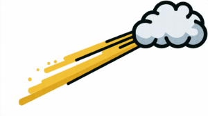 Cloud With Yellow Streaks in Stylized Motion Icon