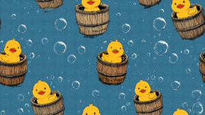 Seamless Pattern Of Rubber Ducks In Tubs Fun Background