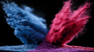 Blue and Pink Powder Clash in Abstract Energy Burst