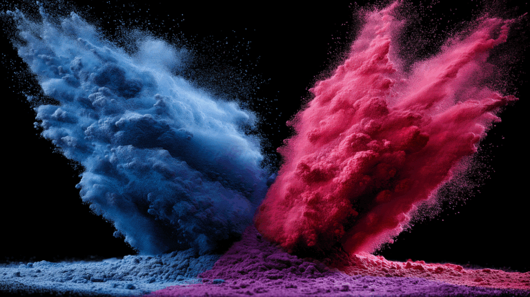 Blue and Pink Powder Clash in Abstract Energy Burst