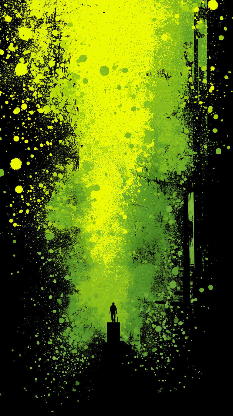Lone Figure In Green Abstract Urban Splash