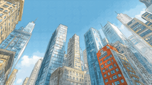 Cluster of Contemporary Glass Buildings Under Clear Blue Sky