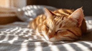 Close-Up of Ginger Cat Resting in Morning Light