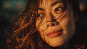 Smiling Woman in Warm Sunset Light