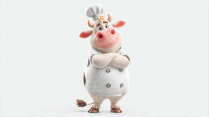 Cute Cow Chef Character with Whimsical Smile