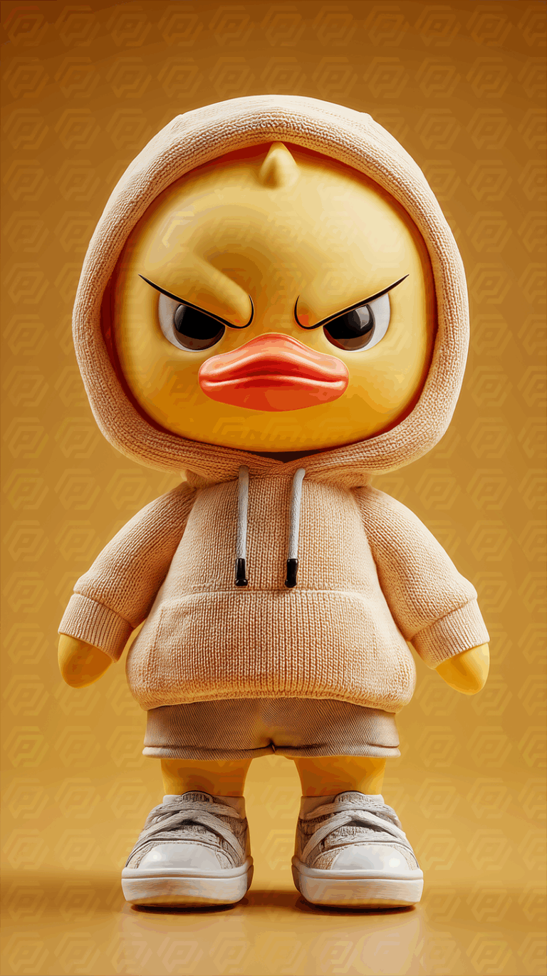 Fierce Duck Character in Light Hoodie with Minimalist Streetwear Style