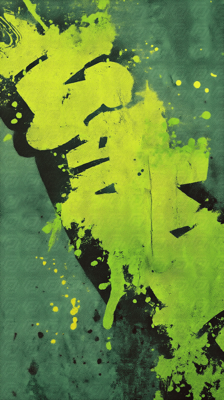 Grunge Green Typography On Splattered Canvas