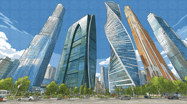 Futuristic Urban Towers with Curved and Twisted Designs