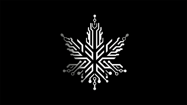 Circuit-Inspired Snowflake Icon with Futuristic Design