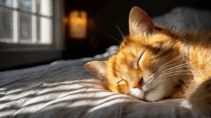Sun-Kissed Orange Cat Napping Near Window