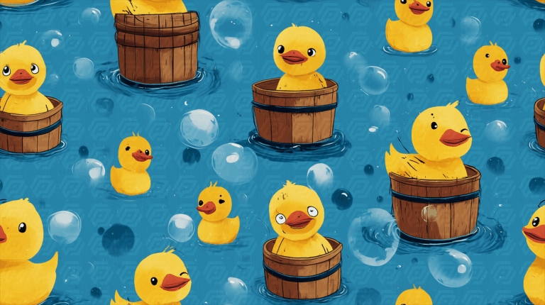 Playful Rubber Ducks And Bubbles Seamless Blue Water Pattern