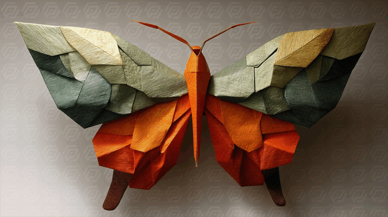 Colorful Origami Butterfly with Geometric Fold Patterns