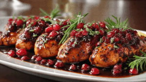 Glazed Chicken Breast with Cranberry Rosemary Sauce