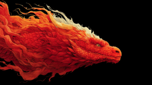 Fiery Red Dragon with Flowing Flame-Like Scales