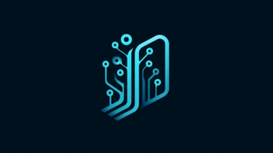 Futuristic Digital Circuit Tree Logo on Dark Background