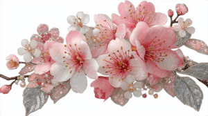 Pink And White Floral Bouquet With Jewel Accents On White Background