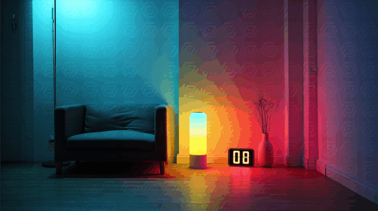 Modern Interior With Ambient Lighting and Digital Clock