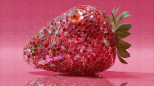 Dazzling Strawberry with Iridescent Reflective Shards