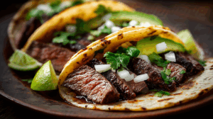 Charred Beef Tacos With Cilantro and Onion