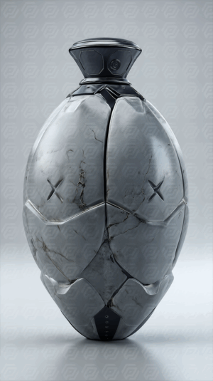 Futuristic Marble Tech Pod With X Symbols