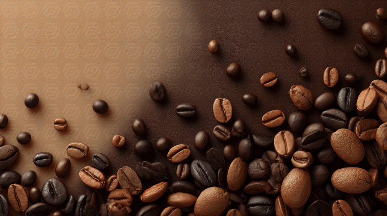 Stylized Coffee Beans on Gradient Brown Background
