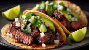 Mexican Street Tacos With Grilled Beef and Avocado
