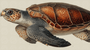 Hyper-Detailed Loggerhead Sea Turtle Illustration With Natural Texture