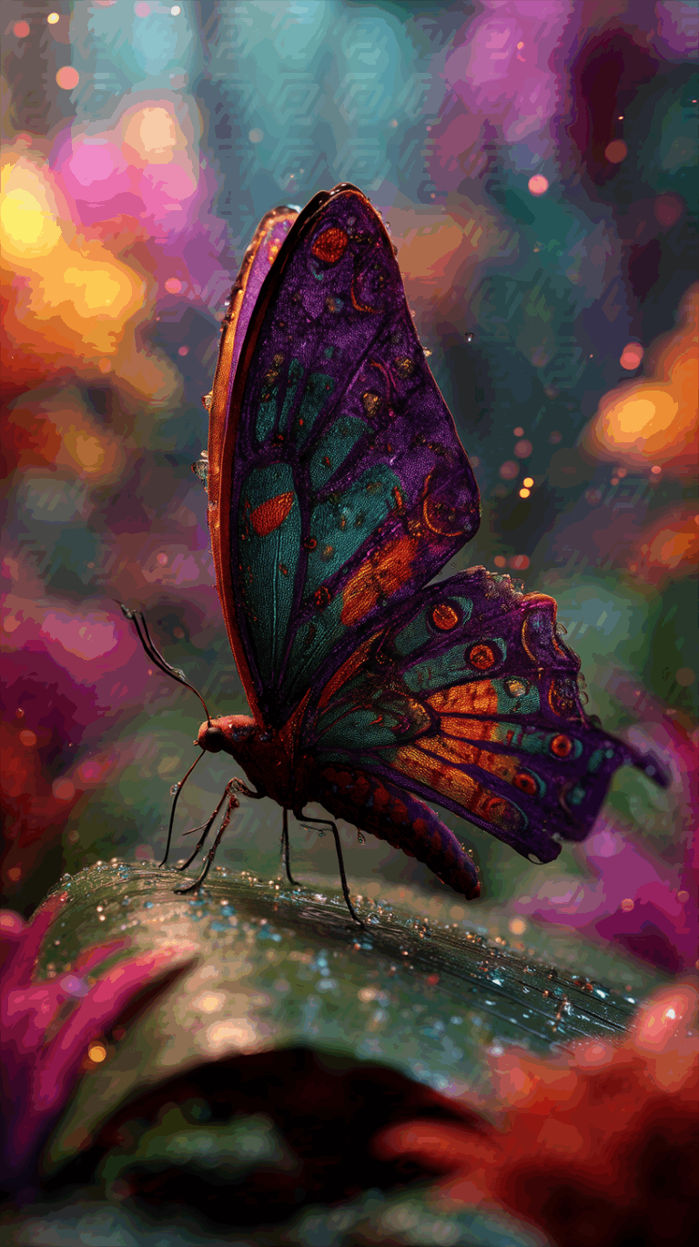 Colorful Butterfly In Fantasy Garden Setting