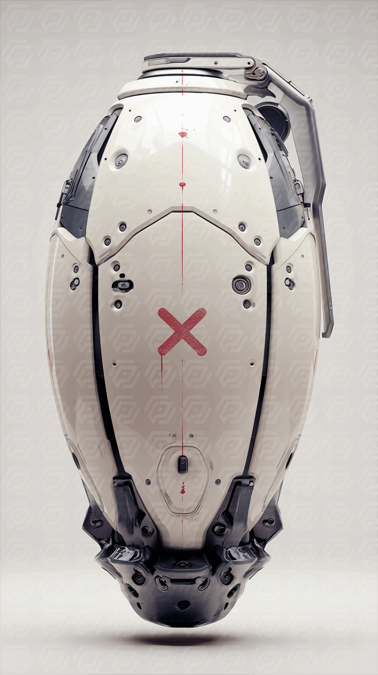 High-Tech White Tactical Pod With Red Markings