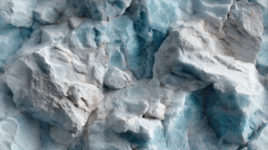 Close-Up of Glacier Ice with Blue and White Textures