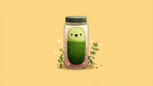 Adorable Cartoon Pickle In Jar Simple Illustration