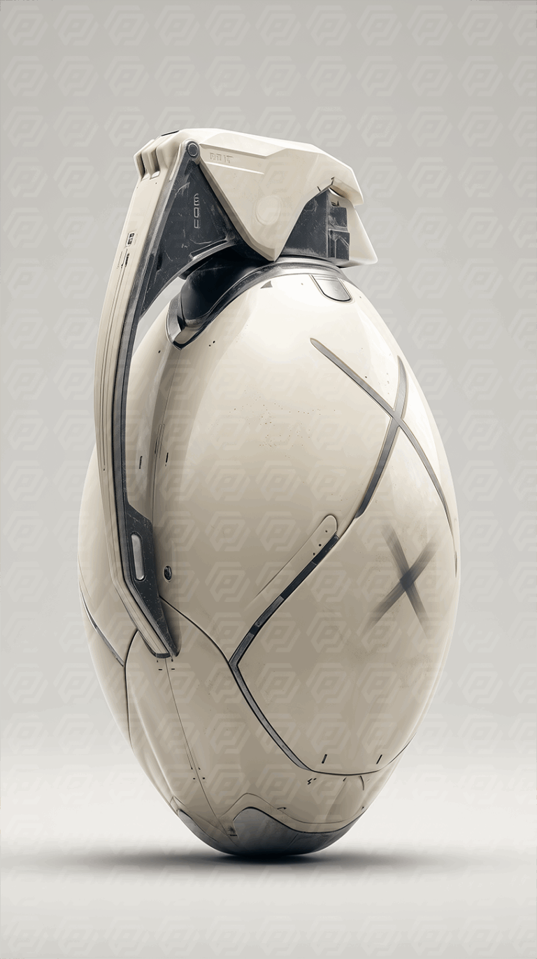 Futuristic Robotic Helmet Design with Industrial Wear