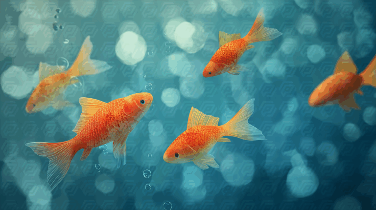 Group of Goldfish Swimming Gracefully in Blue Water