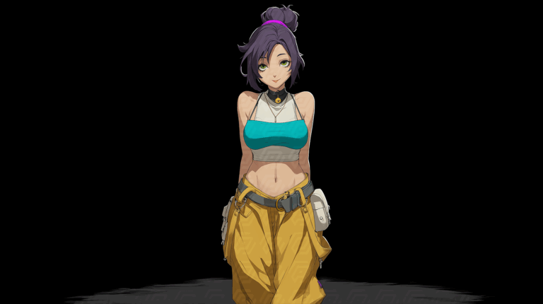 Stylish Anime Character in Cargo Pants with Confident Pose