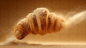 Levitating Croissant With Sugar Dust Trail