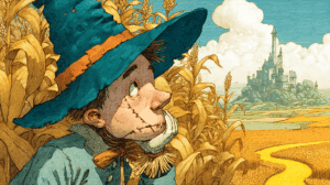 Scarecrow Daydreaming in a Golden Cornfield