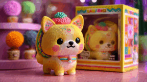 Colorful Taco Dog Figurine with Packaging Display
