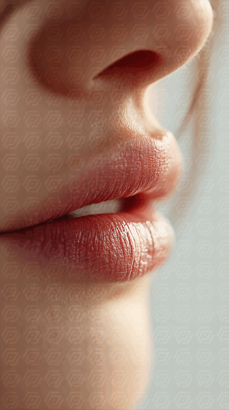 Soft Side Profile of Glossed Lips in Natural Lighting