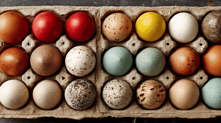 Colorful Collection of Eggs in a Rustic Carton