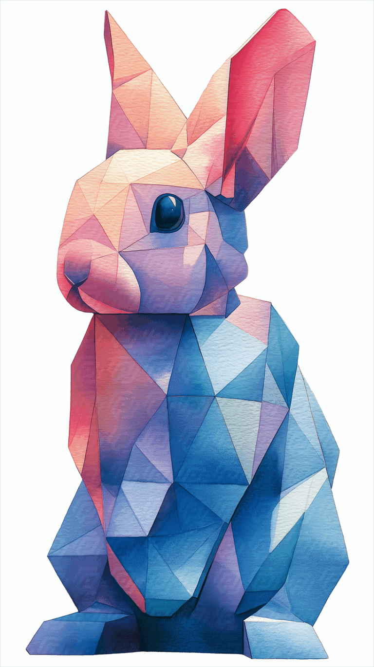 Side View of Polygonal Rabbit in Gradient Pastels